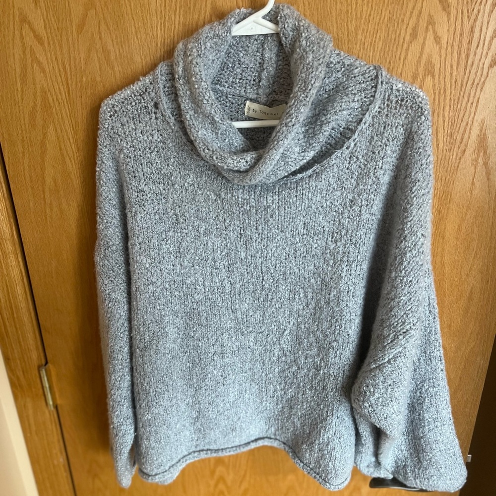 Gray Knit Mock Neck Sweater